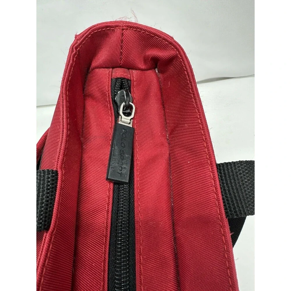 Ralph Lauren Red Polo Sport Zipper Shoulder Bag Tote Spell out 90s Red VTG Flaws